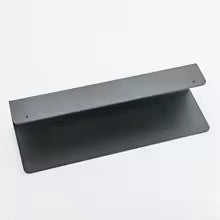Black metal shelf on a white background